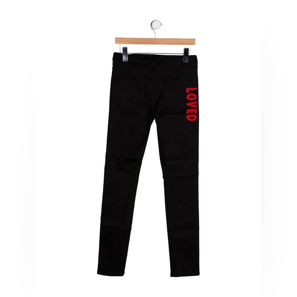 Gucci “Loved” Embroidered Black and Red Skinny Stretch Jeans, Size 29